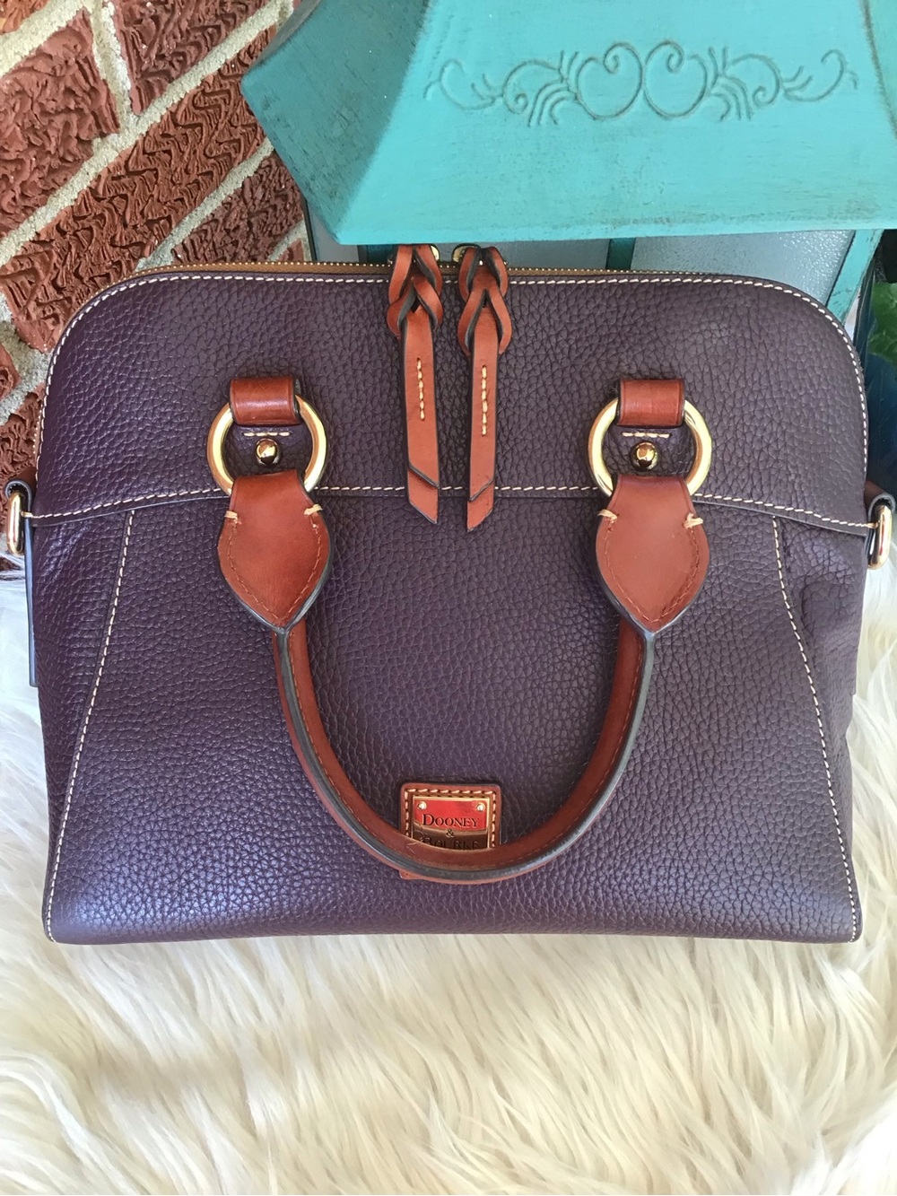 Dooney SET Cameron Satchel & Wallet Plum Wine - Picture 15 of 16